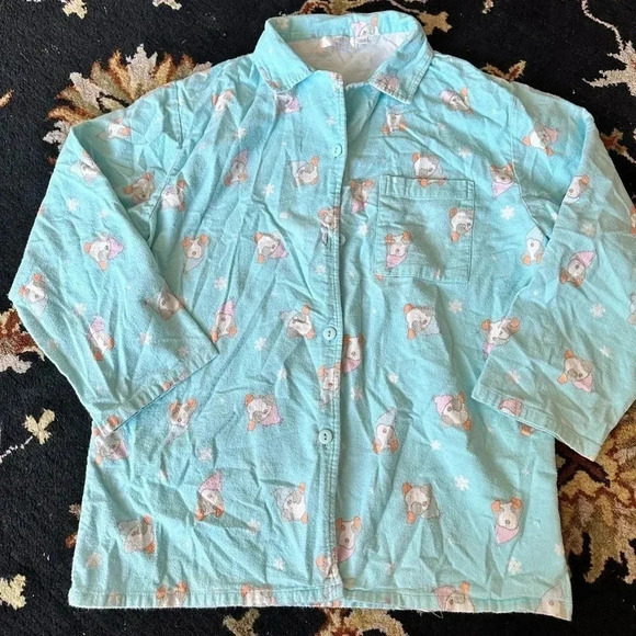 Flannel 100% cotton pajama button down size 14-16 - Picture 1 of 4